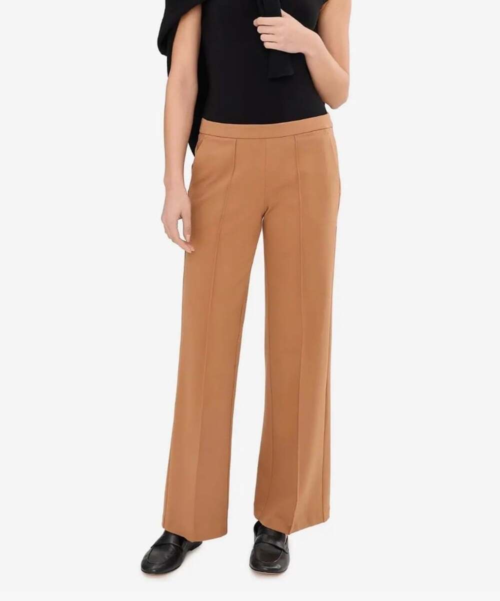 Liverpool Kayla Pull On Wide Leg Trouser Pants Plus Size 20W Brown 20 Wide